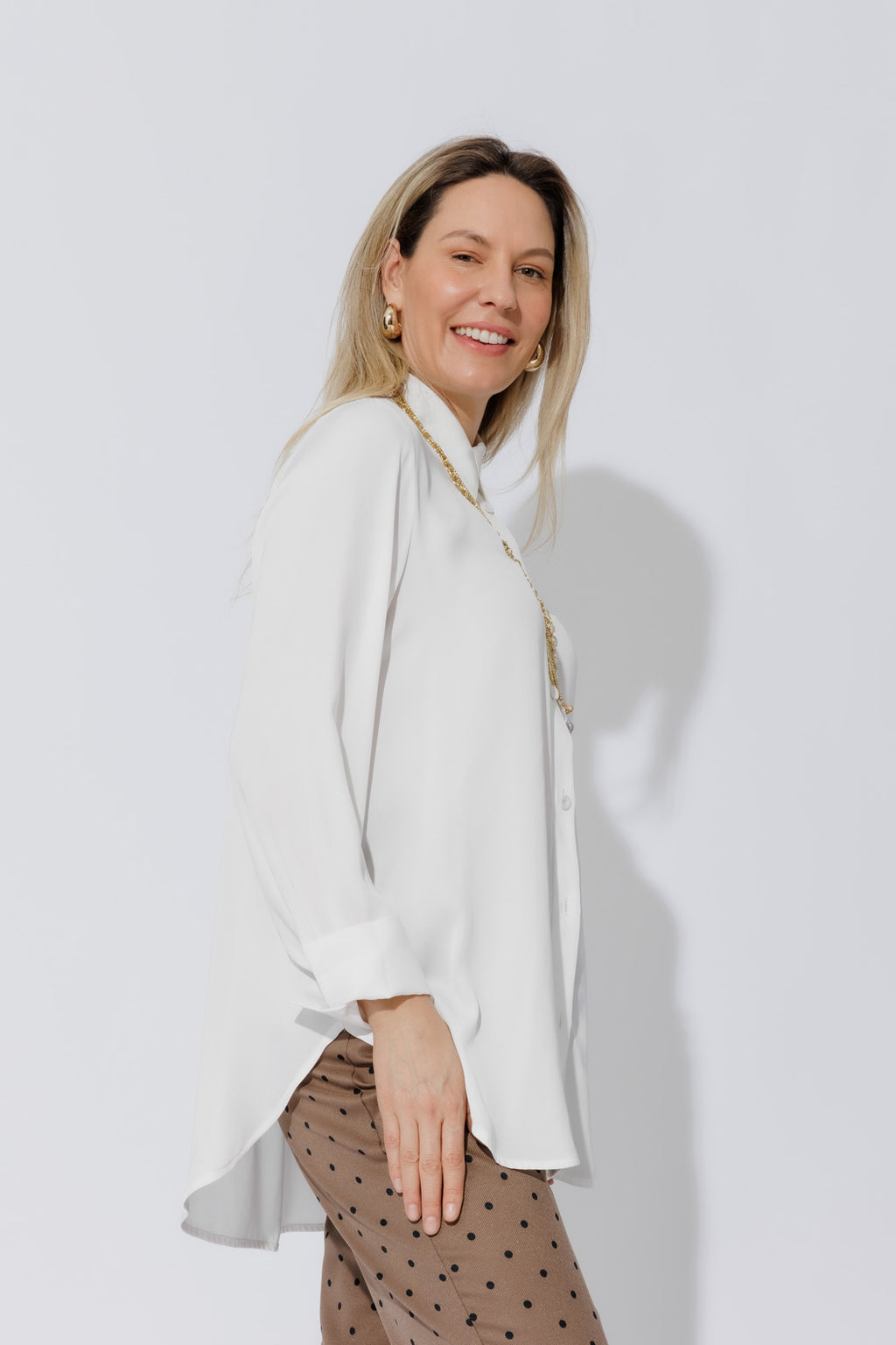 White Silky Boyfriend Shirt