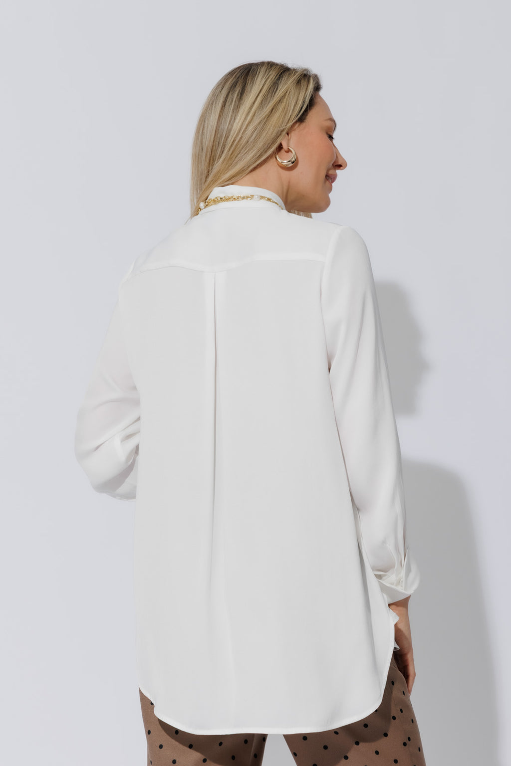 White Silky Boyfriend Shirt