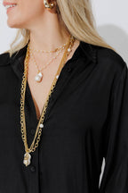 Gold Long Pearl Baroque Necklace Gold