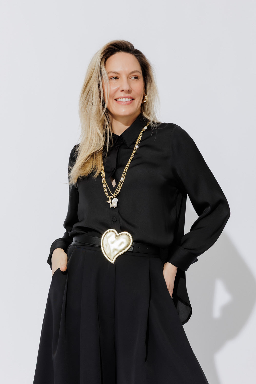 Black Heart Buckle Belt Black S/M