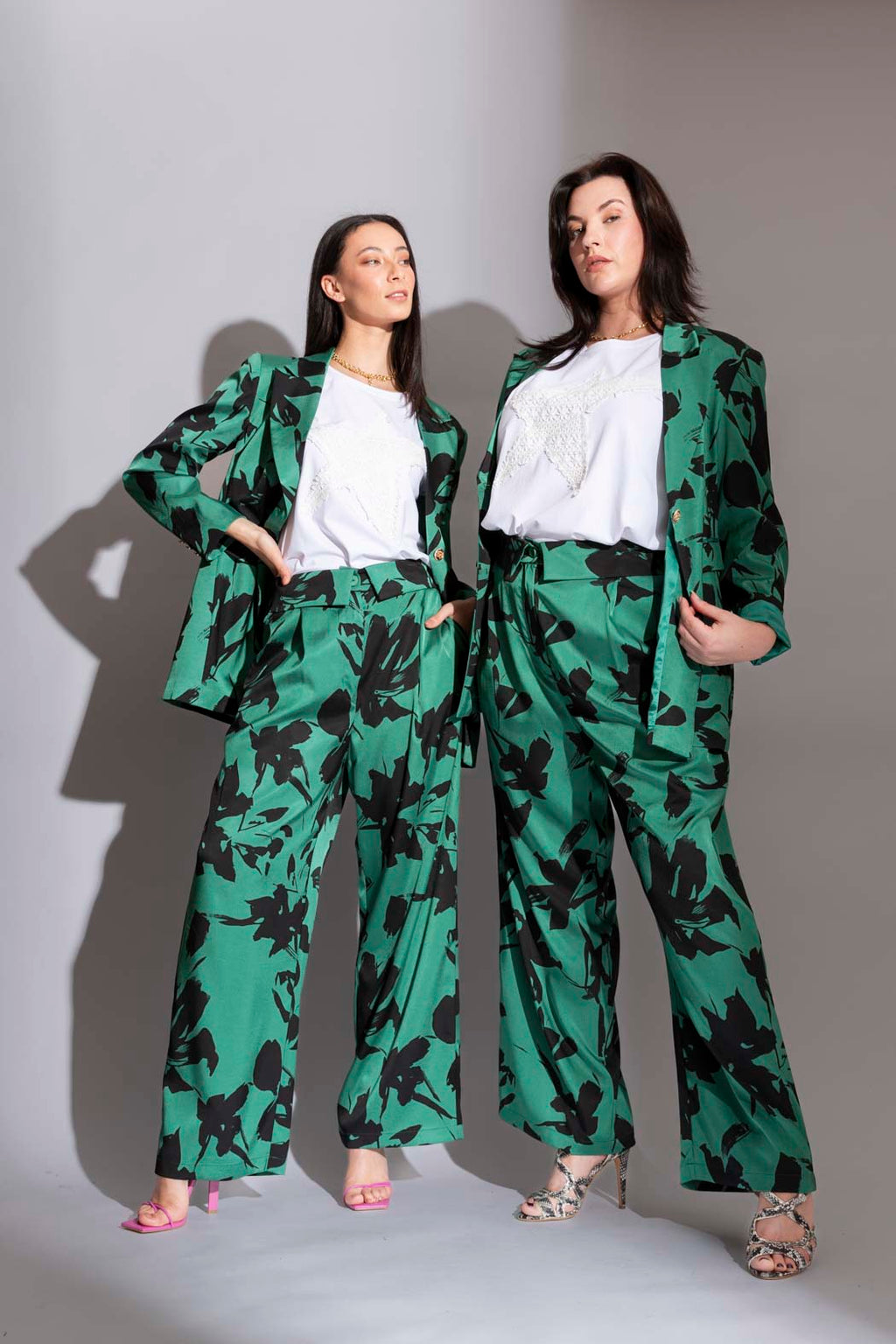 Green/black Paperbag Pants