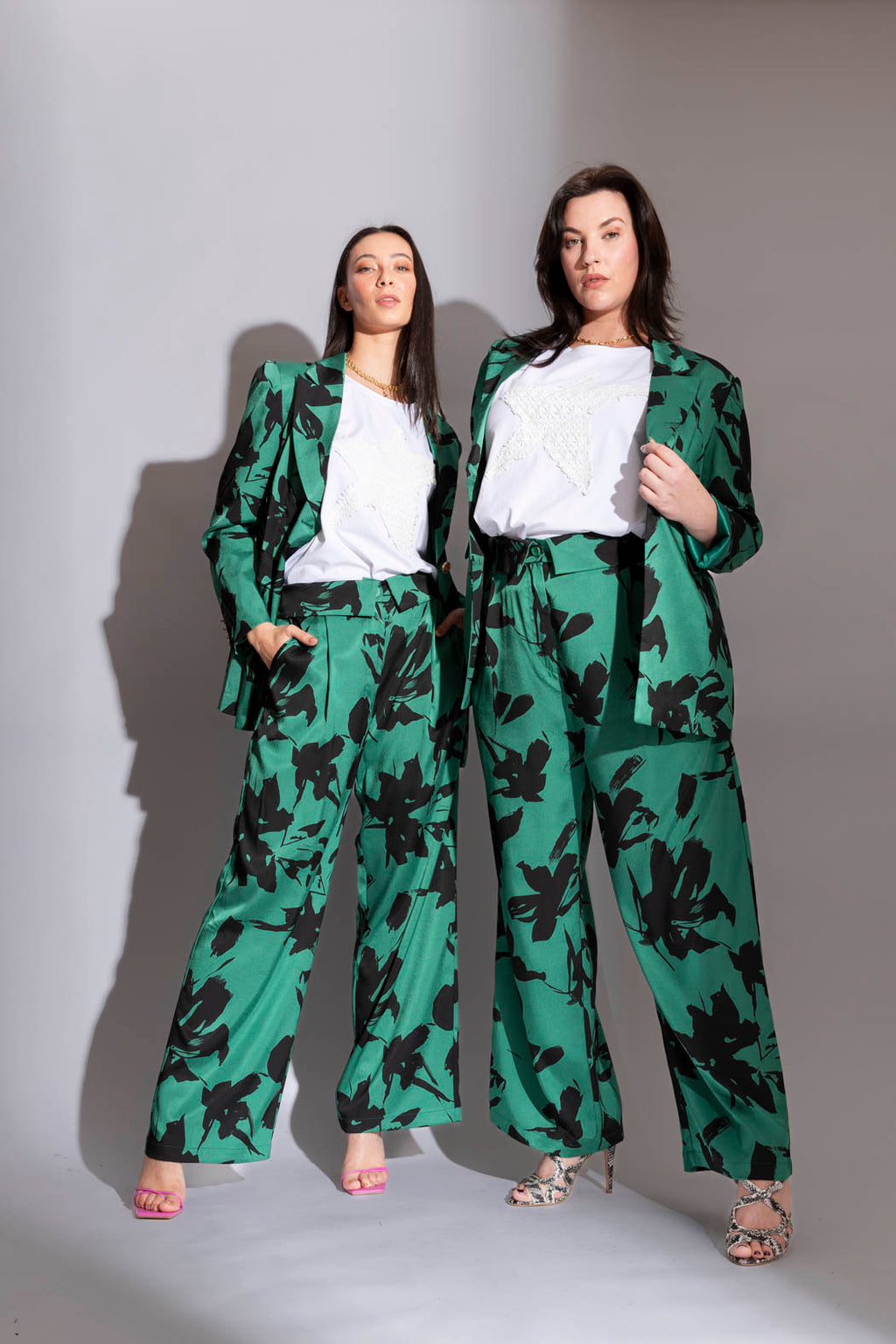 Green/black Paperbag Pants