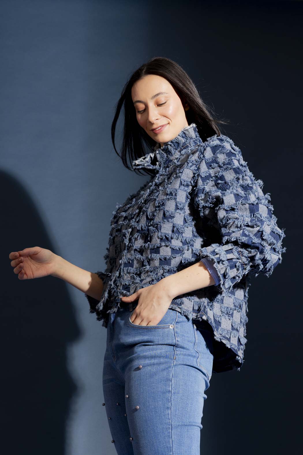 Dark Denim Fray Jacket