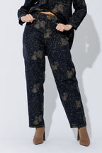 Navy/Taupe Animal Barrel Jean