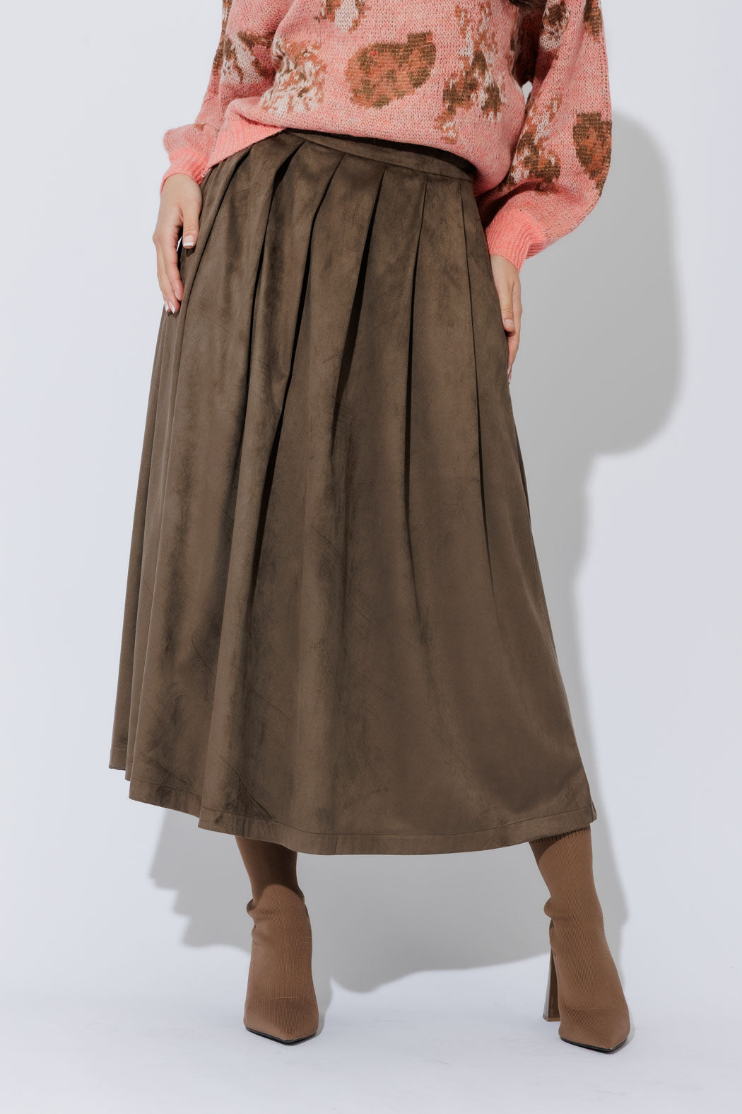 Khaki Suede Skirt