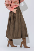 Khaki Suede Skirt