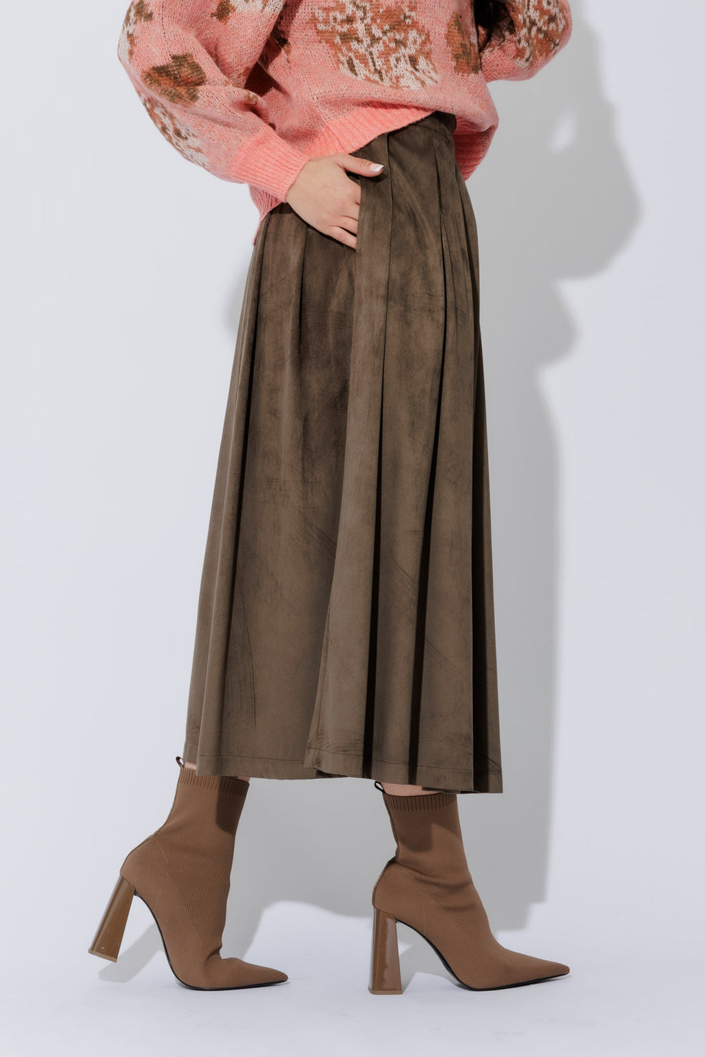 Khaki Suede Skirt