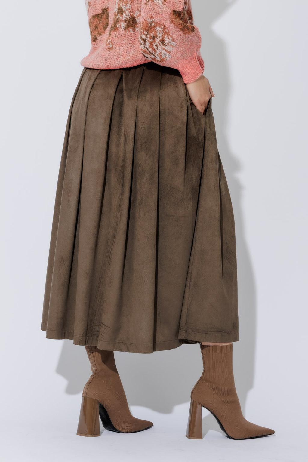 Khaki Suede Skirt