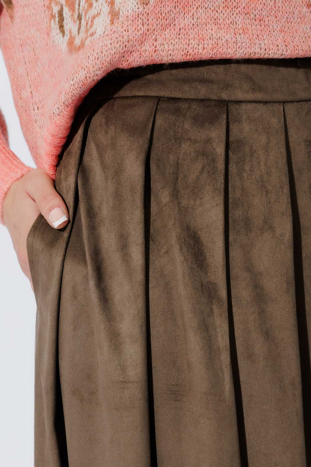 Khaki Suede Skirt