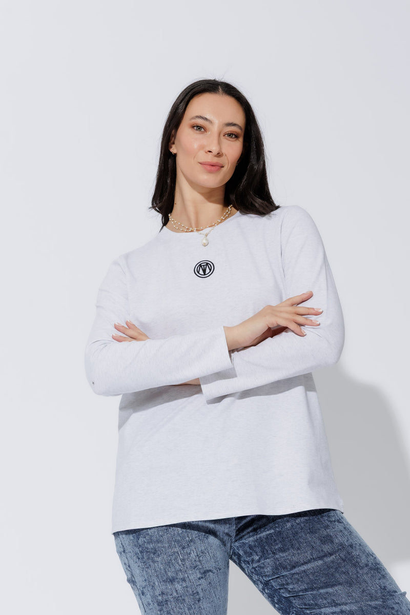 Grey Marle Embroidered Tee
