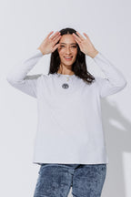 Grey Marle Embroidered Tee
