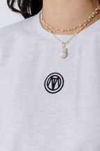 Grey Marle Embroidered Tee