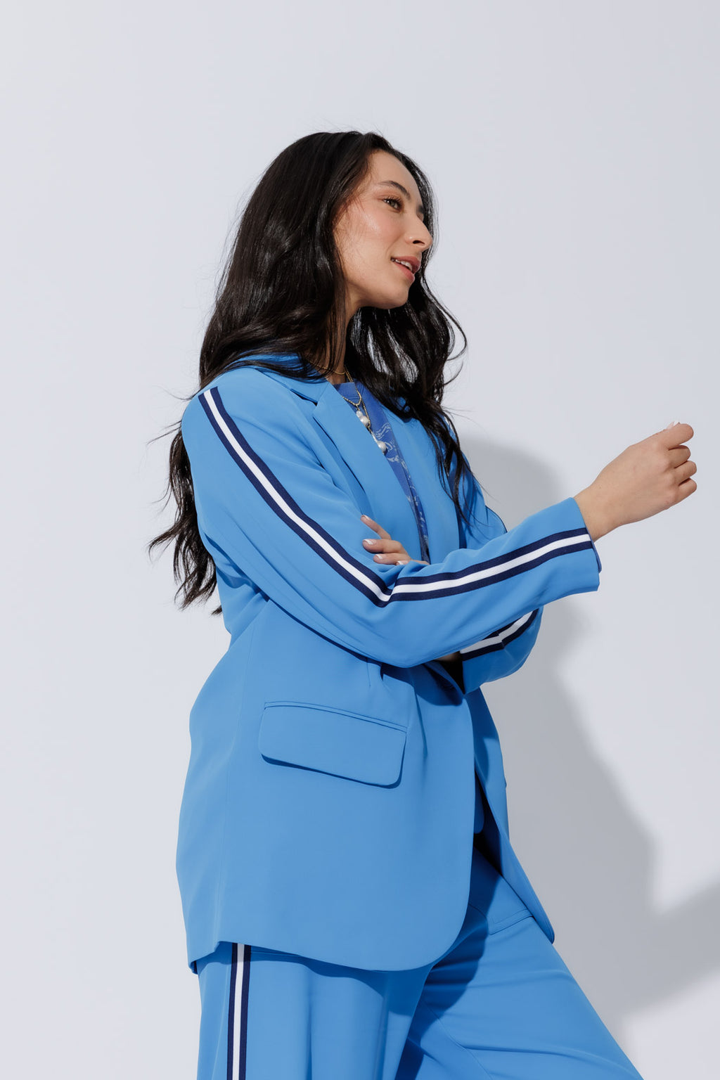 Sapphire Stripe Boyfriend Blazer