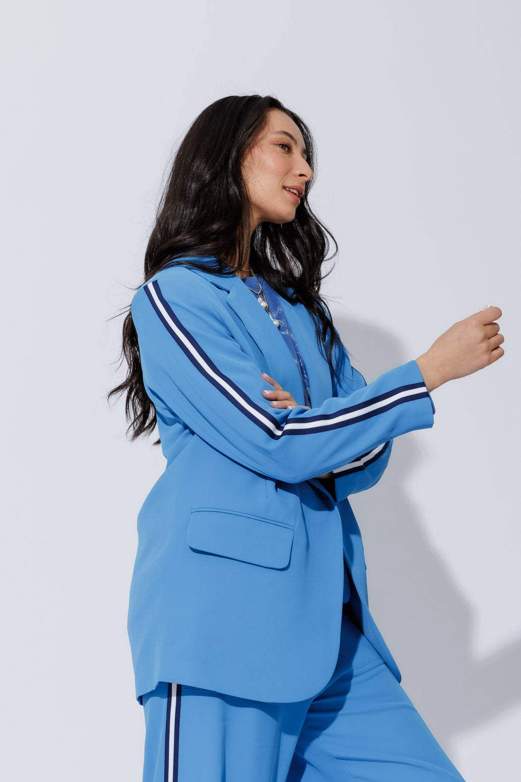 Sapphire Stripe Boyfriend Blazer