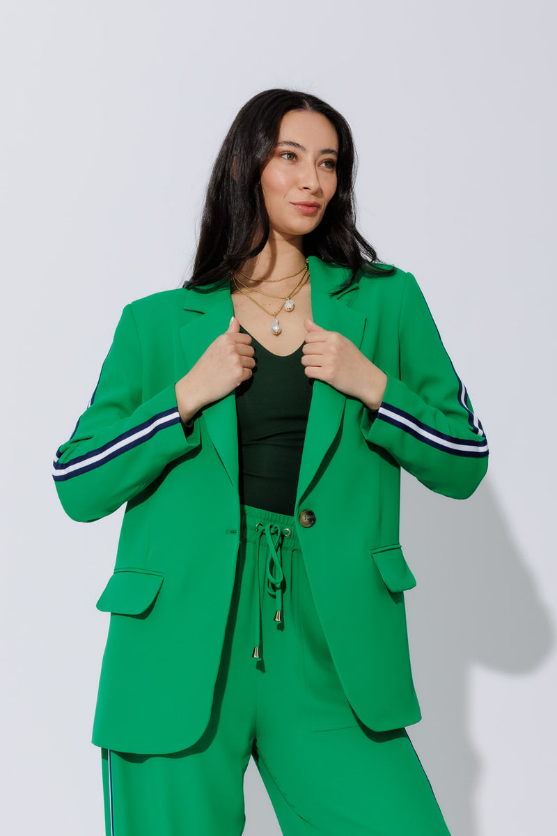 Green Stripe Boyfriend Blazer