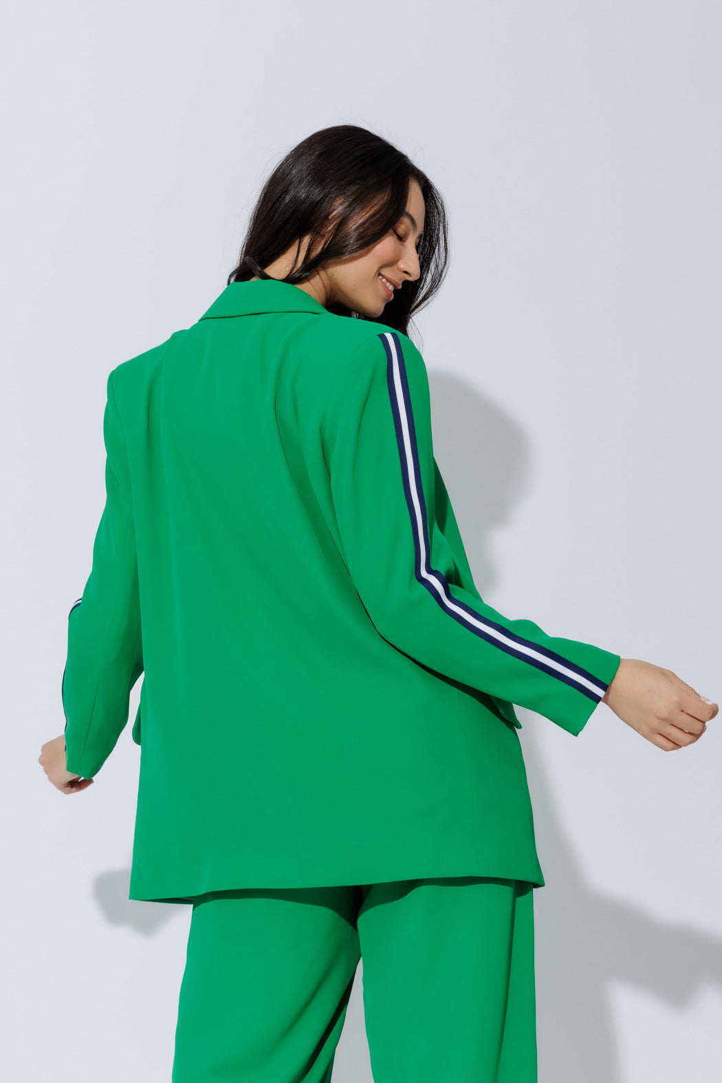 Green Stripe Boyfriend Blazer