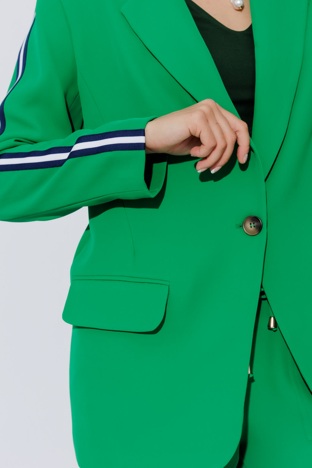 Green Stripe Boyfriend Blazer