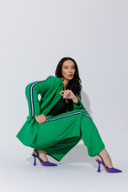 Green Stripe Boyfriend Blazer