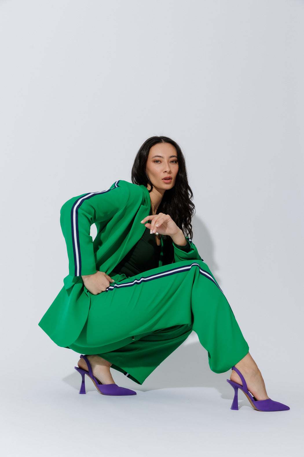 Green Stripe Boyfriend Blazer