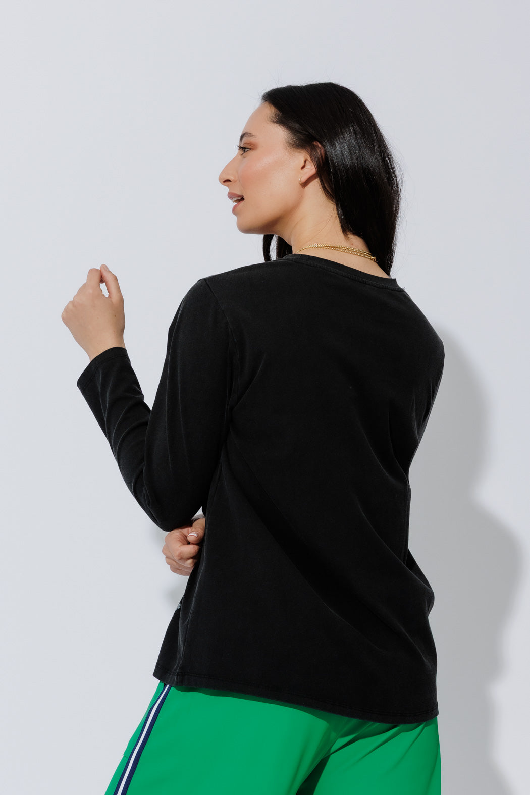 Black Washed Cotton Band T-Shirt