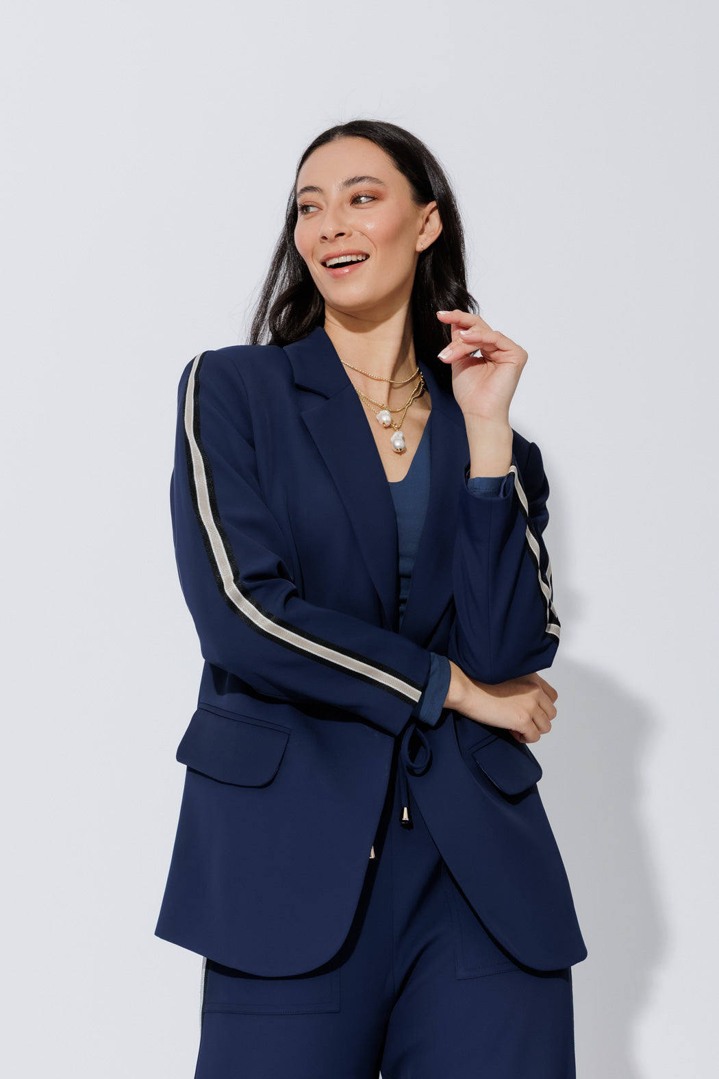 Navy Stripe Boyfriend Blazer