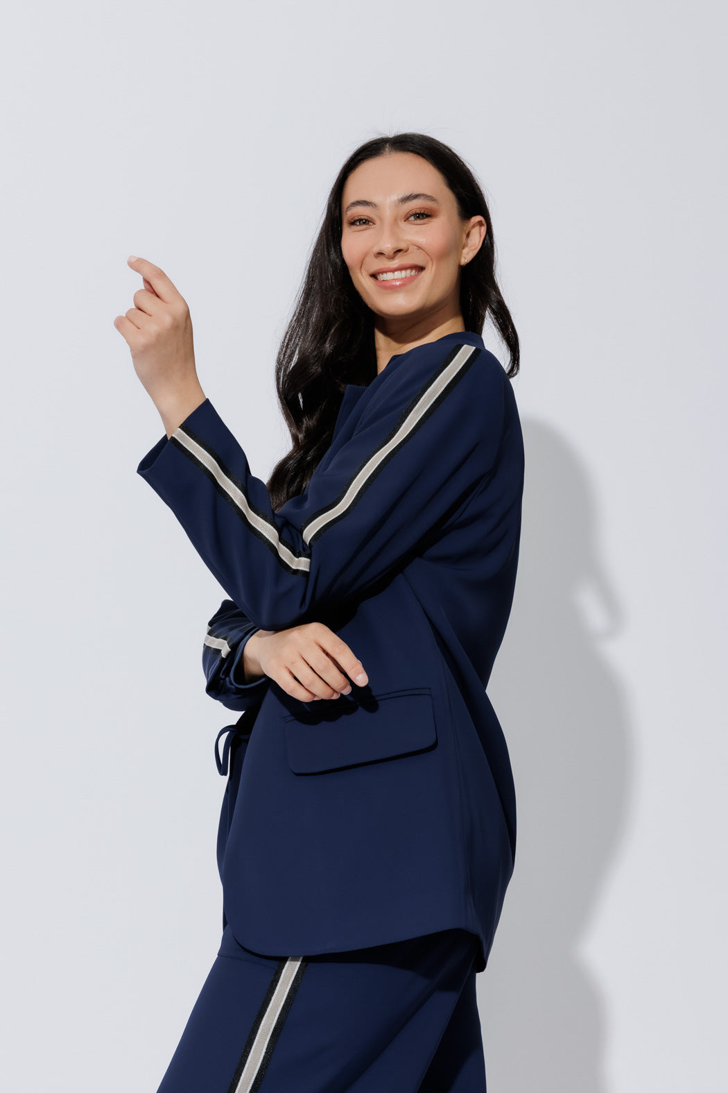 Navy Stripe Boyfriend Blazer