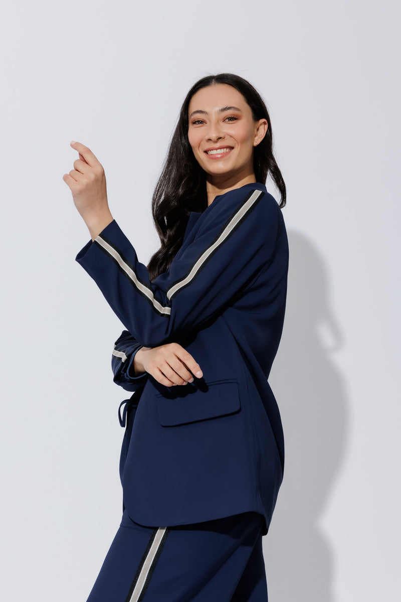 Navy Stripe Boyfriend Blazer