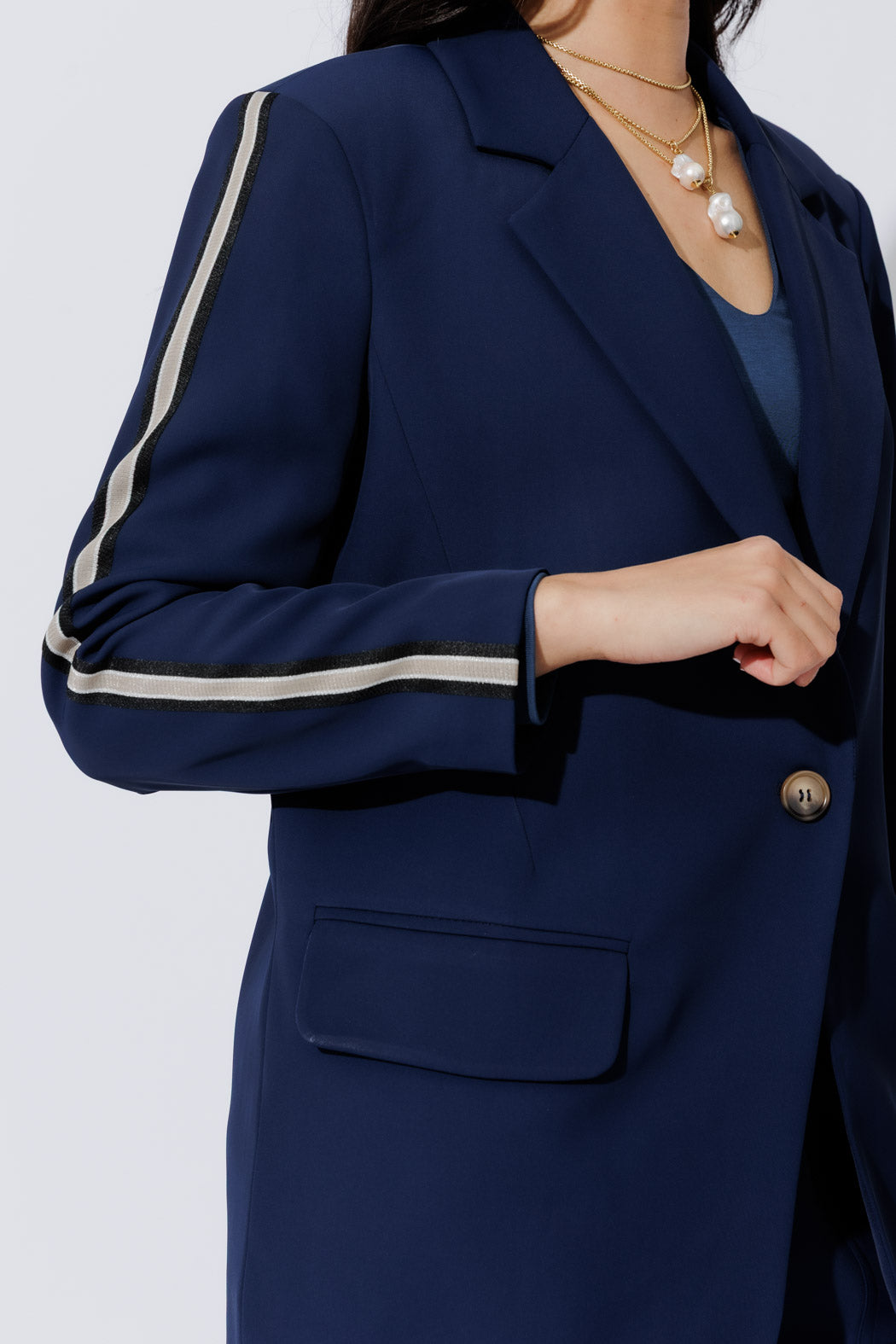 Navy Stripe Boyfriend Blazer