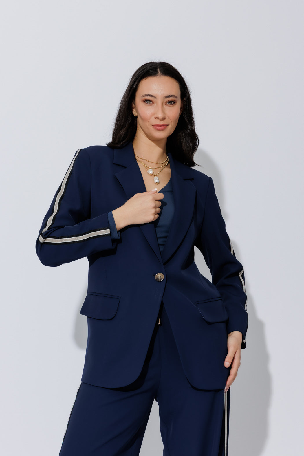 Navy Stripe Boyfriend Blazer