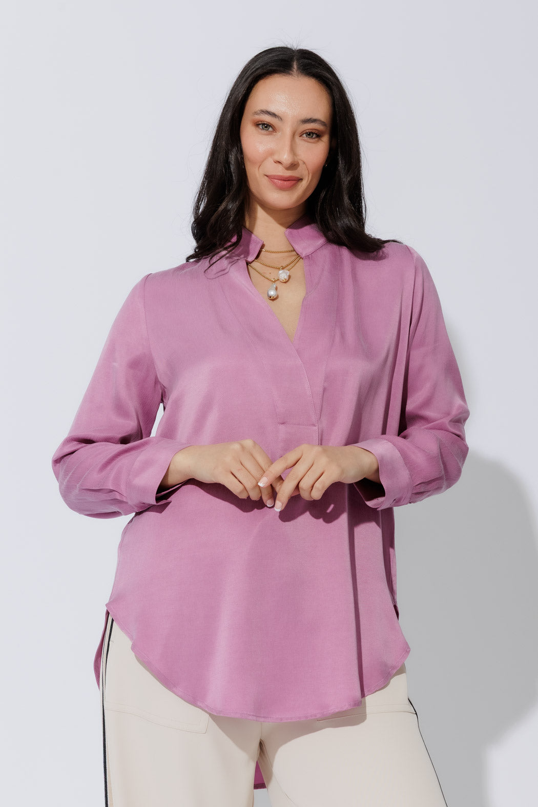 Pink Cupro Milan Blogger Shirt