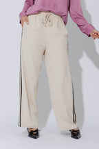 Beige Side Stripe Pant