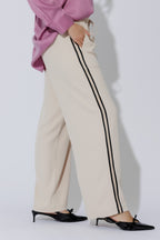 Beige Side Stripe Pant