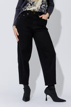 Black Denim Barrel Jean