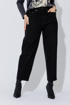 Black Denim Barrel Jean