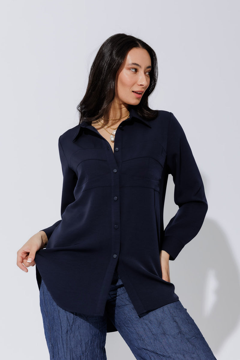 Navy Bustier Shirt
