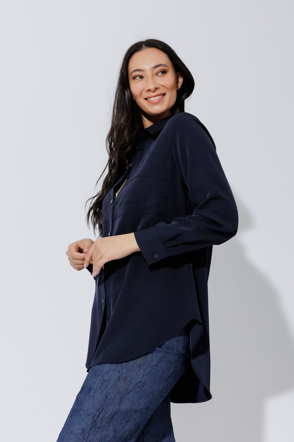 Navy Bustier Shirt