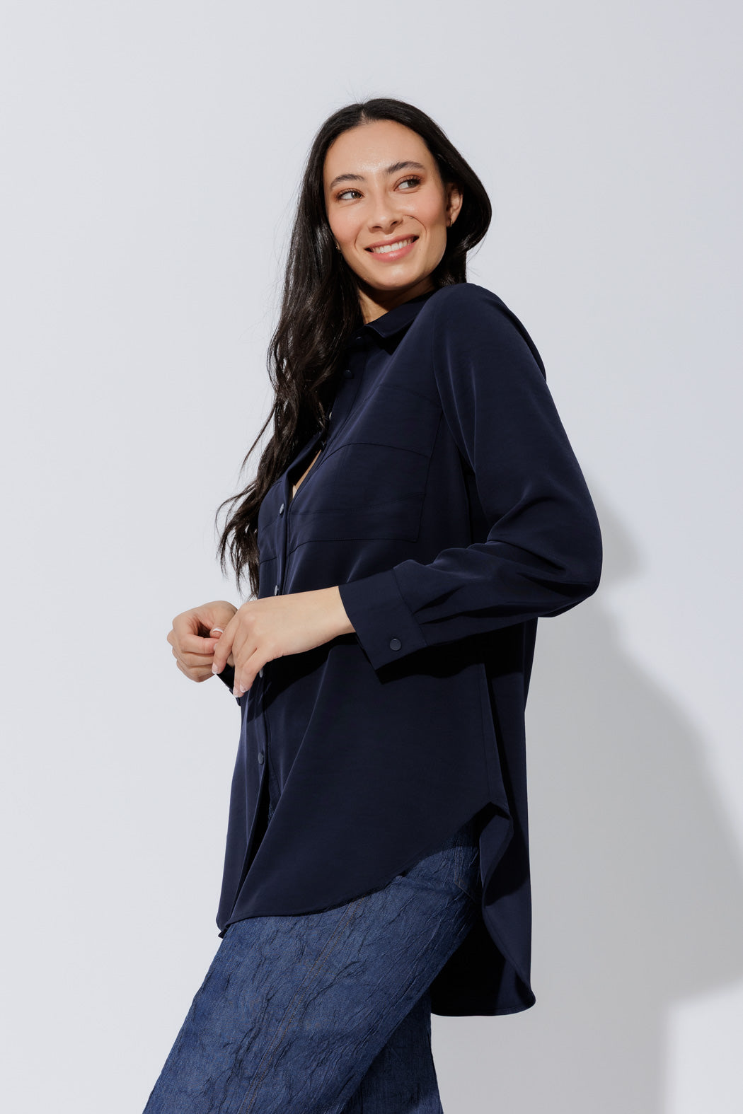 Navy Bustier Shirt