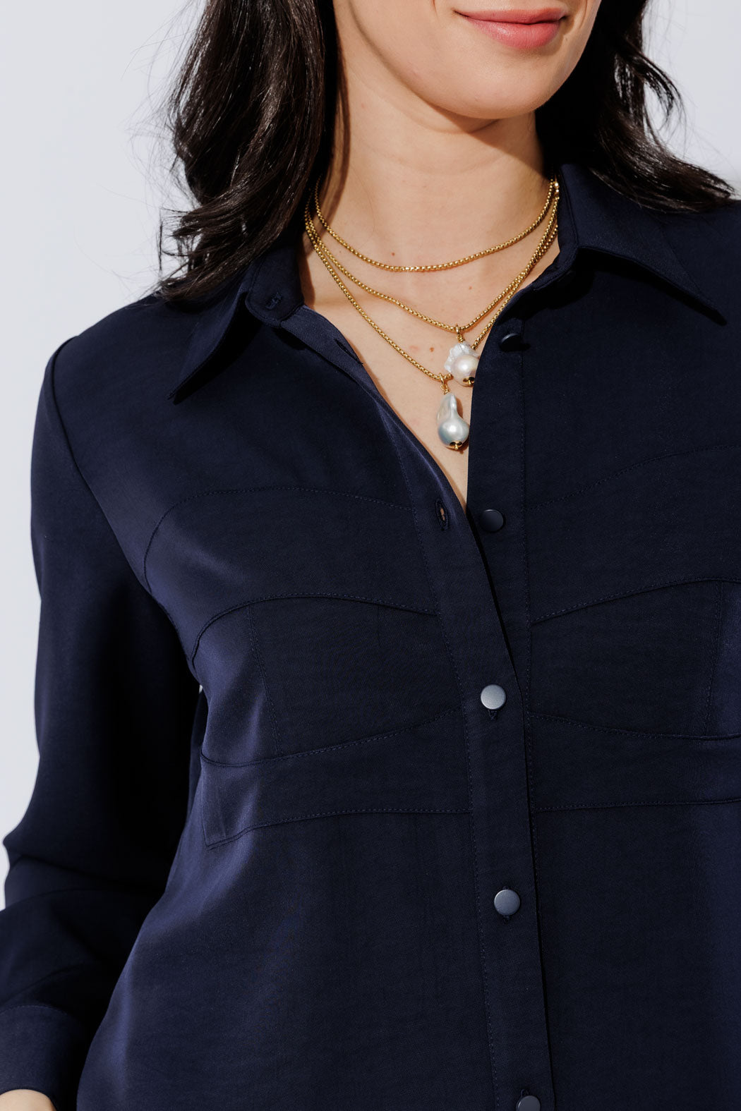 Navy Bustier Shirt