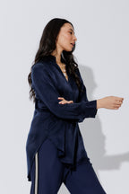 Navy Cupro Milan Blogger Shirt