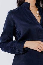 Navy Cupro Milan Blogger Shirt
