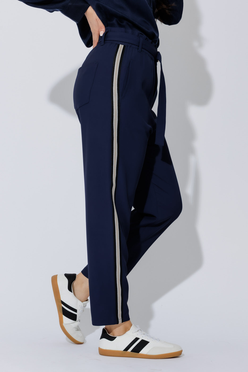 Navy Sport Paperbag Pant
