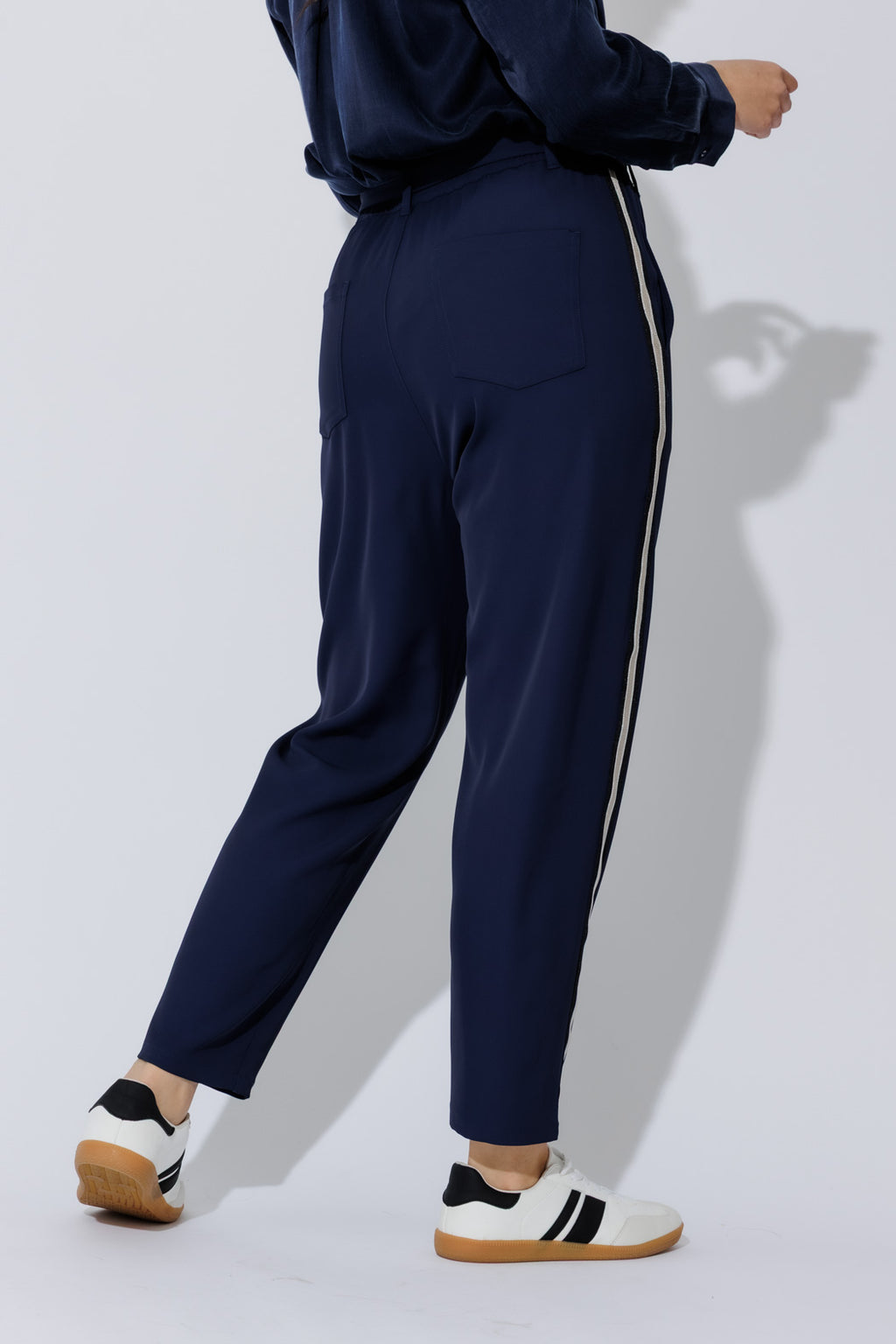 Navy Sport Paperbag Pant