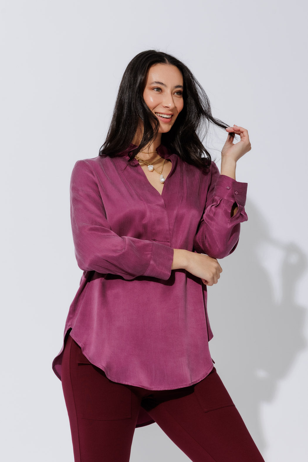 Plum Cupro Milan Blogger Shirt