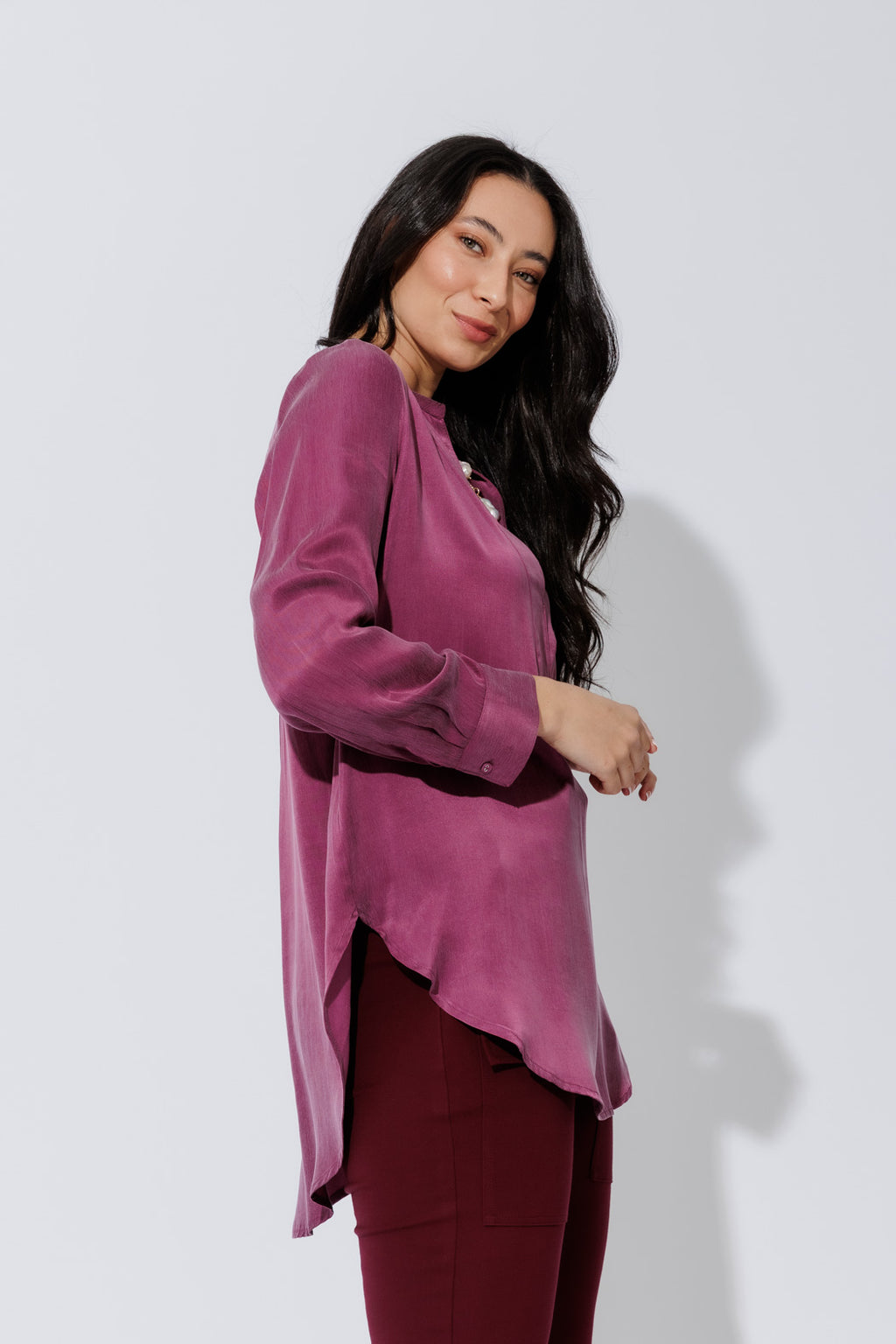 Plum Cupro Milan Blogger Shirt