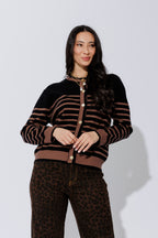 Black/Taupe Knit Cardi S