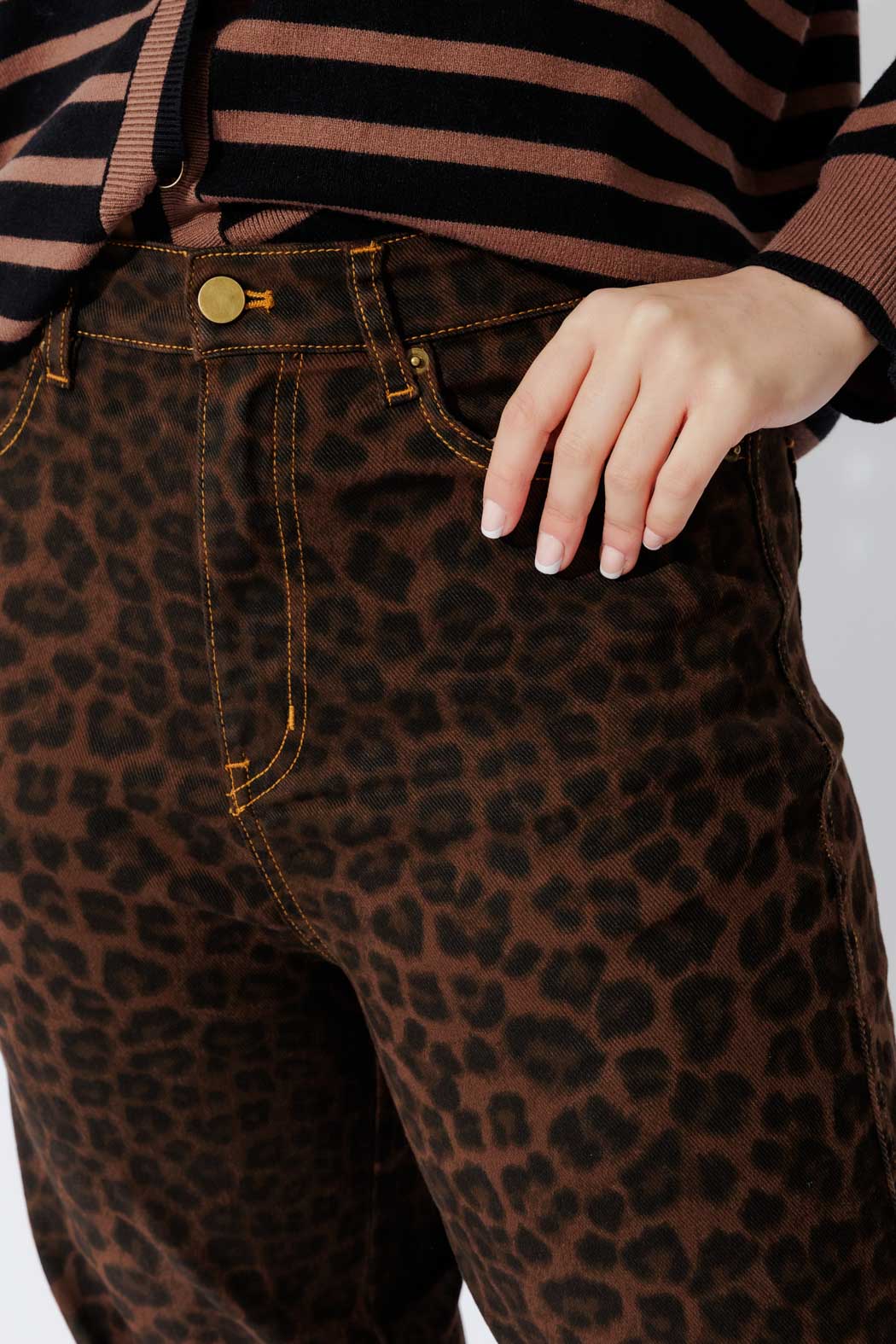 Brown Animal Denim Barrel Jean Brown Animal