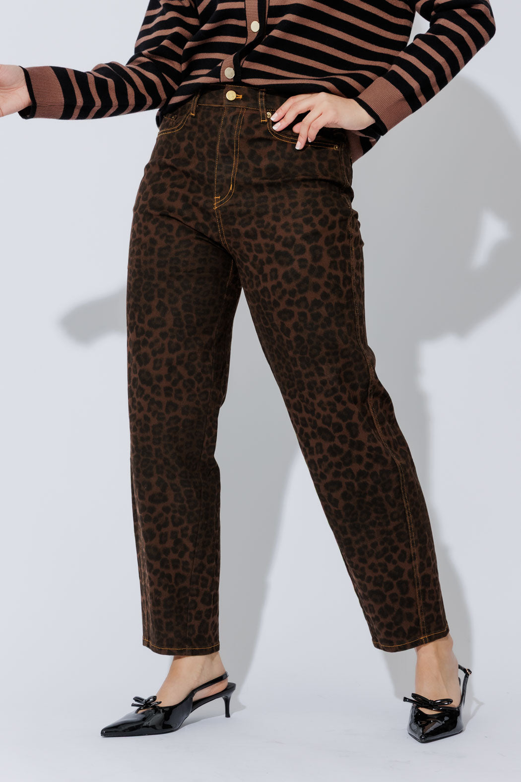 Brown Animal Denim Barrel Jean Brown Animal