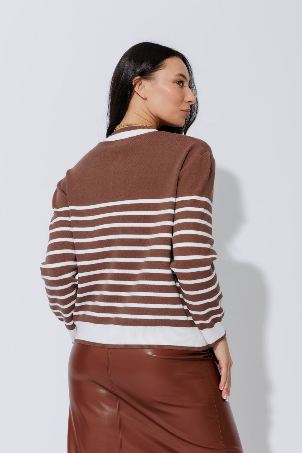 Taupe/Ivory Knit Cardi S