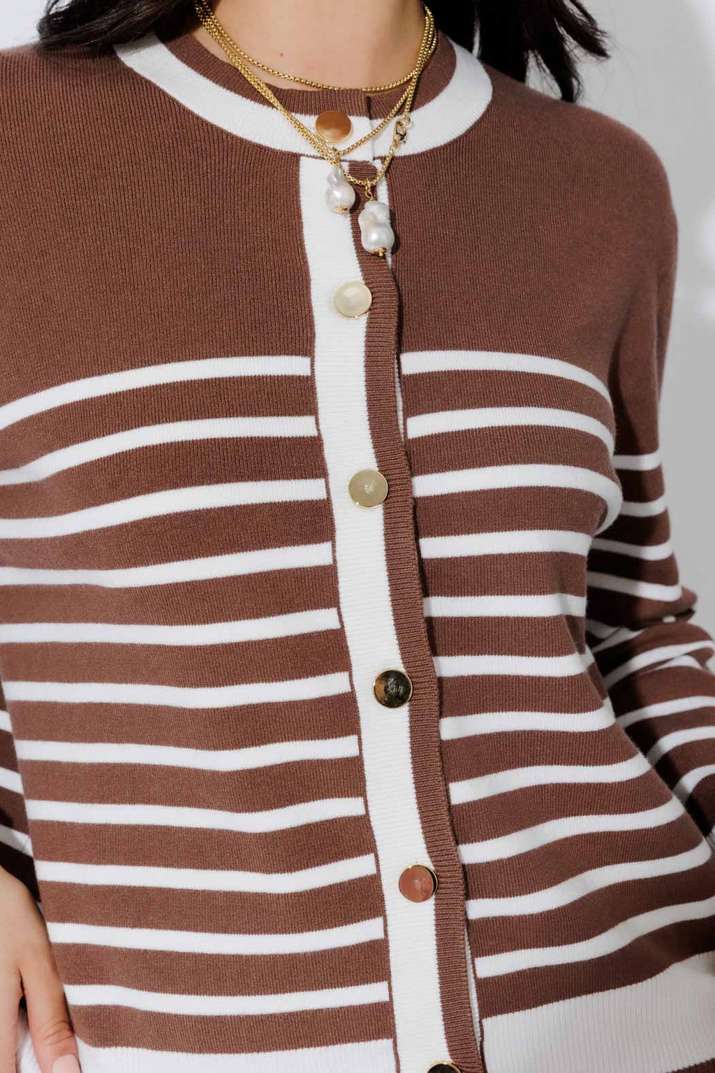 Taupe/Ivory Knit Cardi S