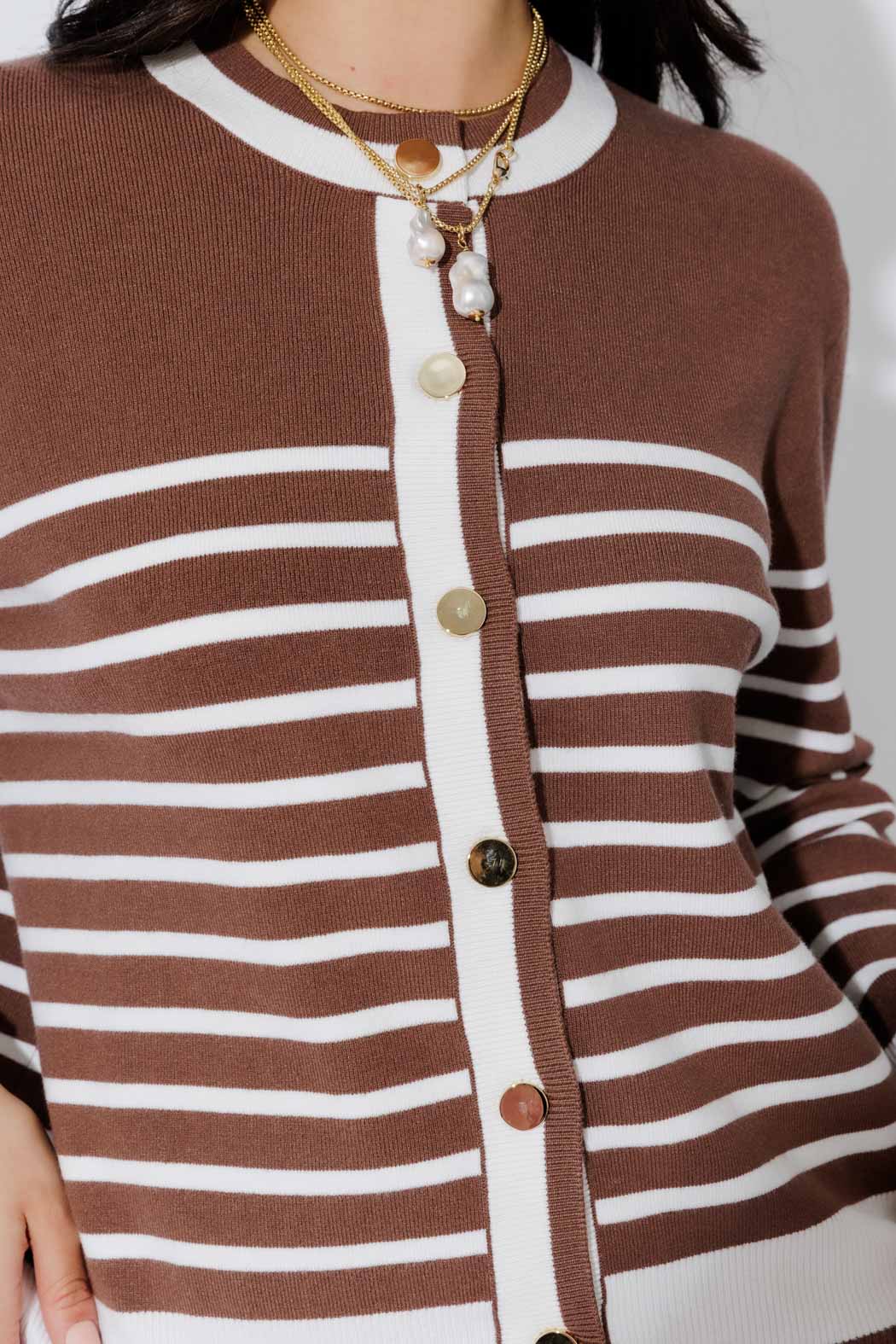 Taupe/Ivory Knit Cardi S